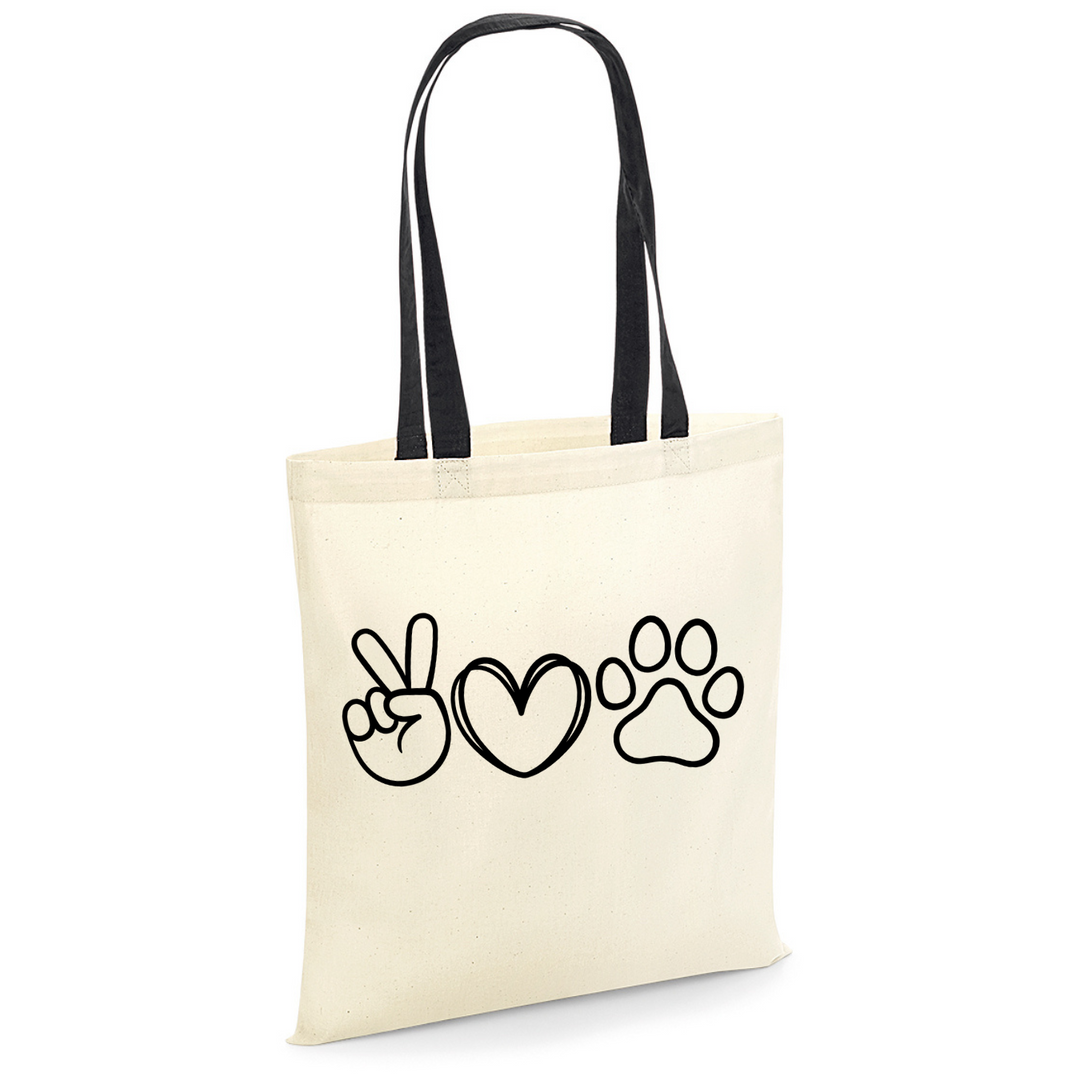 LOVE PEACE PAW Baumwolltasche