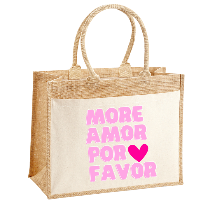 MORE AMOR POR FAVOR Jute Shopper