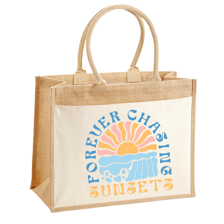 FOREVER CHASING SUNSETS Jute Shopper