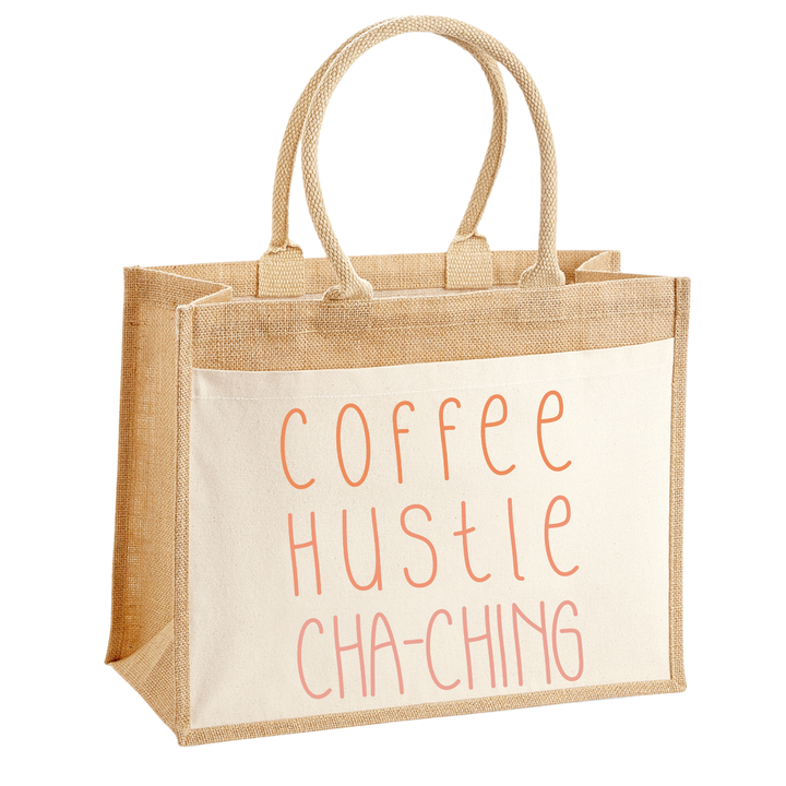 COFFE HUSTLE Jute Shopper