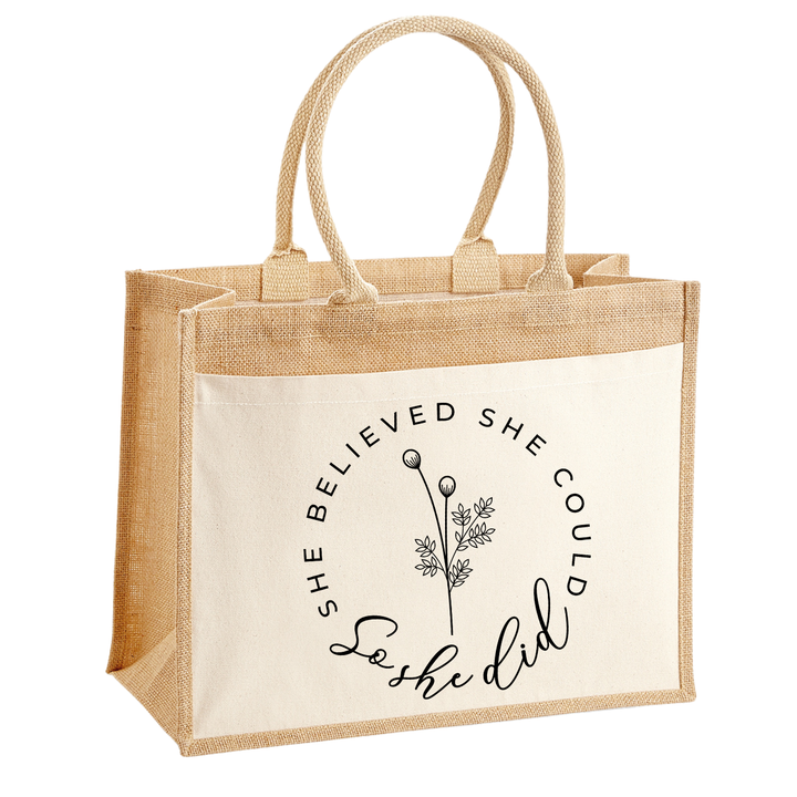 SHE BELIEVED SHE COULD Jute Shopper