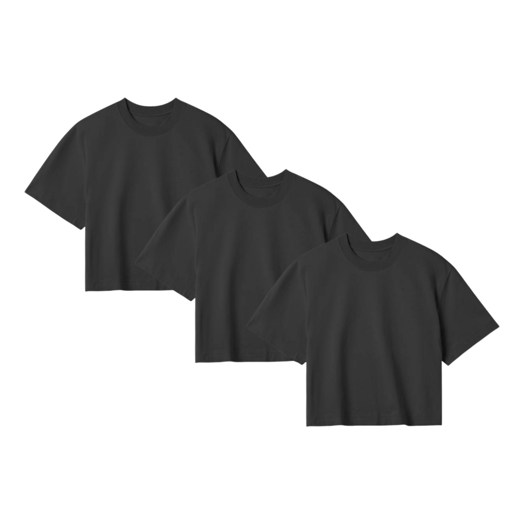 3er-PACK BLANK Crop Top
